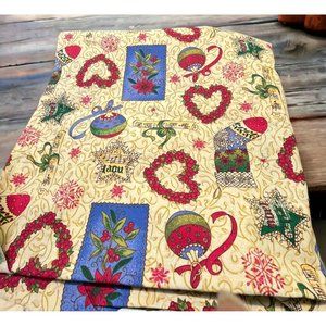 Christmas Noel Fabric Remnant Stocking Heart Snowflakes Ornaments